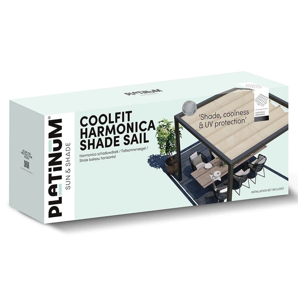 Platinum Platinum Sun & Shade Coolfit harmonica schaduwdoek B370xL370cm Greige Platinum Platinum Sun & Shade Coolfit harmonica schaduwdoek B370xL370cm Greige