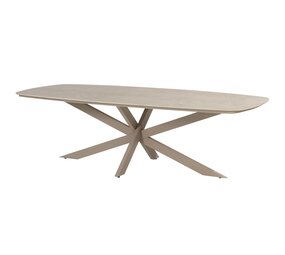 4 Seasons Outdoor Nevada low dining tuintafel 250x105xH69 cm deens ovaal keramiek latte 4 Seasons Outdoor