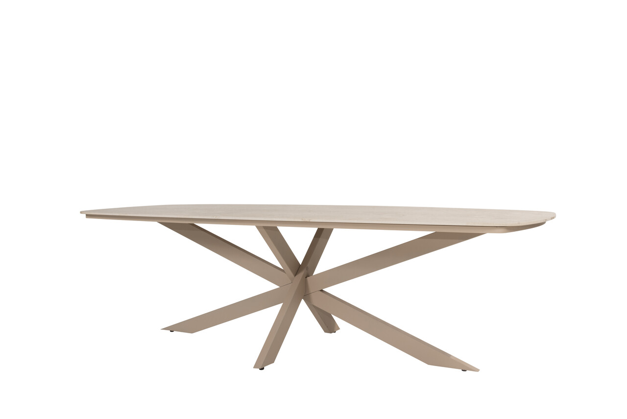 4 Seasons Outdoor Nevada low dining tuintafel 250x105xH69 cm deens ovaal keramiek latte 4 Seasons Outdoor