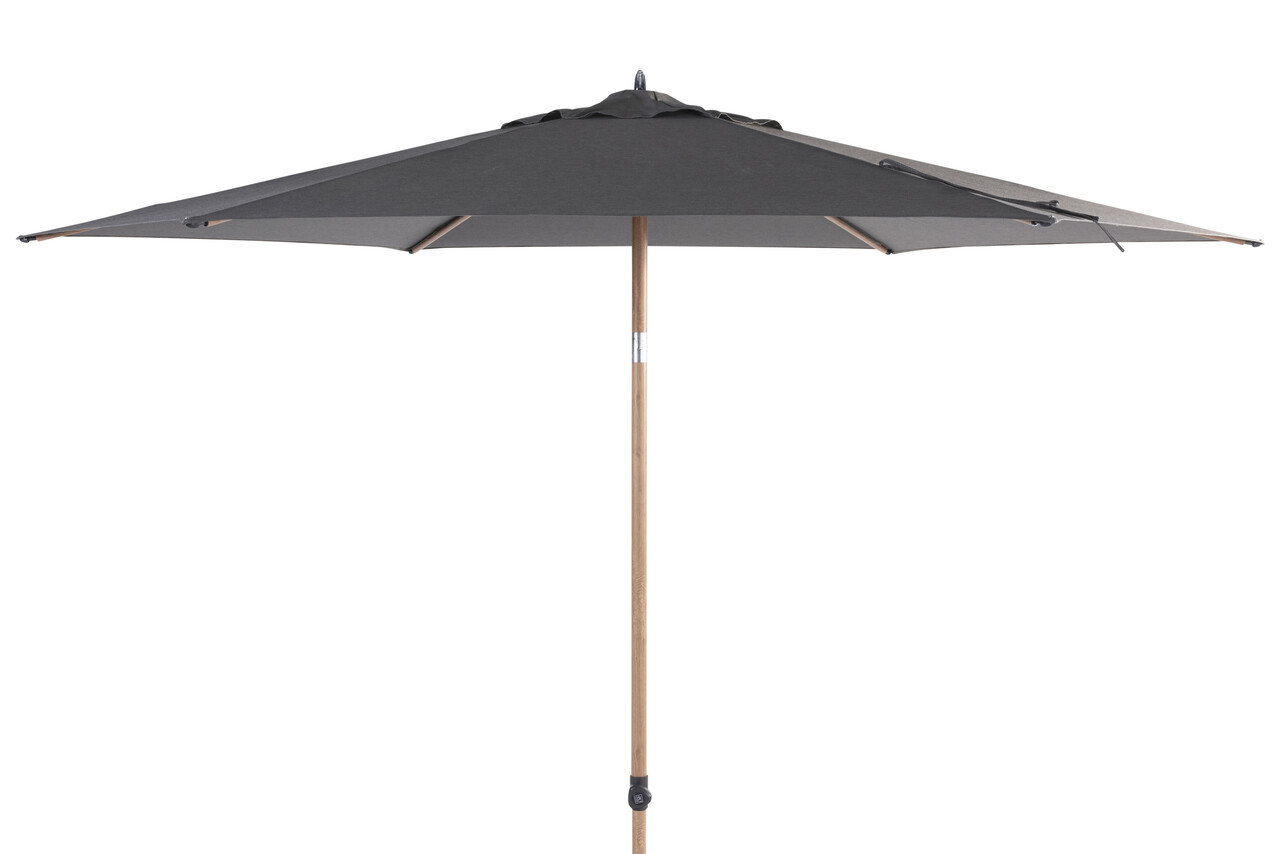 4 Seasons Outdoor Azzurro stokparasol 300 cmØ woodlook frame charcoal 4 Seasons Outdoor