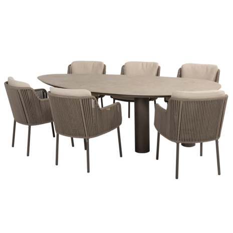 4 Seasons Outdoor Arizona Bernini dining tuinset 240x130xH75 cm 7-delig keramiek terre 4 Seasons Outdoor