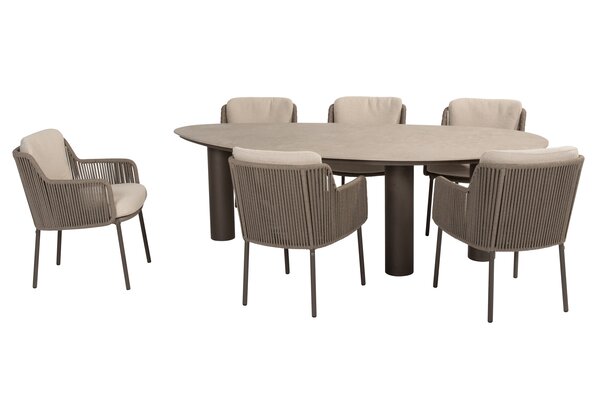 4 Seasons Outdoor Arizona Bernini dining tuinset 240x130xH75 cm 7-delig keramiek terre 4 Seasons Outdoor
