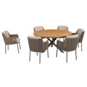 4 Seasons Outdoor Prado Bernini dining set 160 cm rond 7 delig teak terre 4 Seasons Outdoor