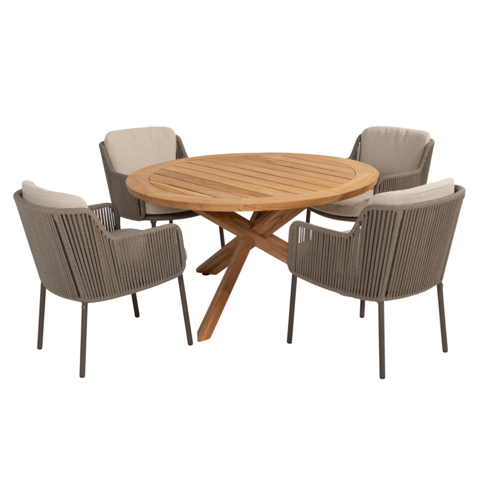 4 Seasons Outdoor Prado Bernini dining set 130 cm rond 5 delig teak terre 4 Seasons Outdoor 4 Seasons Outdoor Prado Bernini dining set 130 cm rond 5 delig teak terre 4 Seasons Outdoor