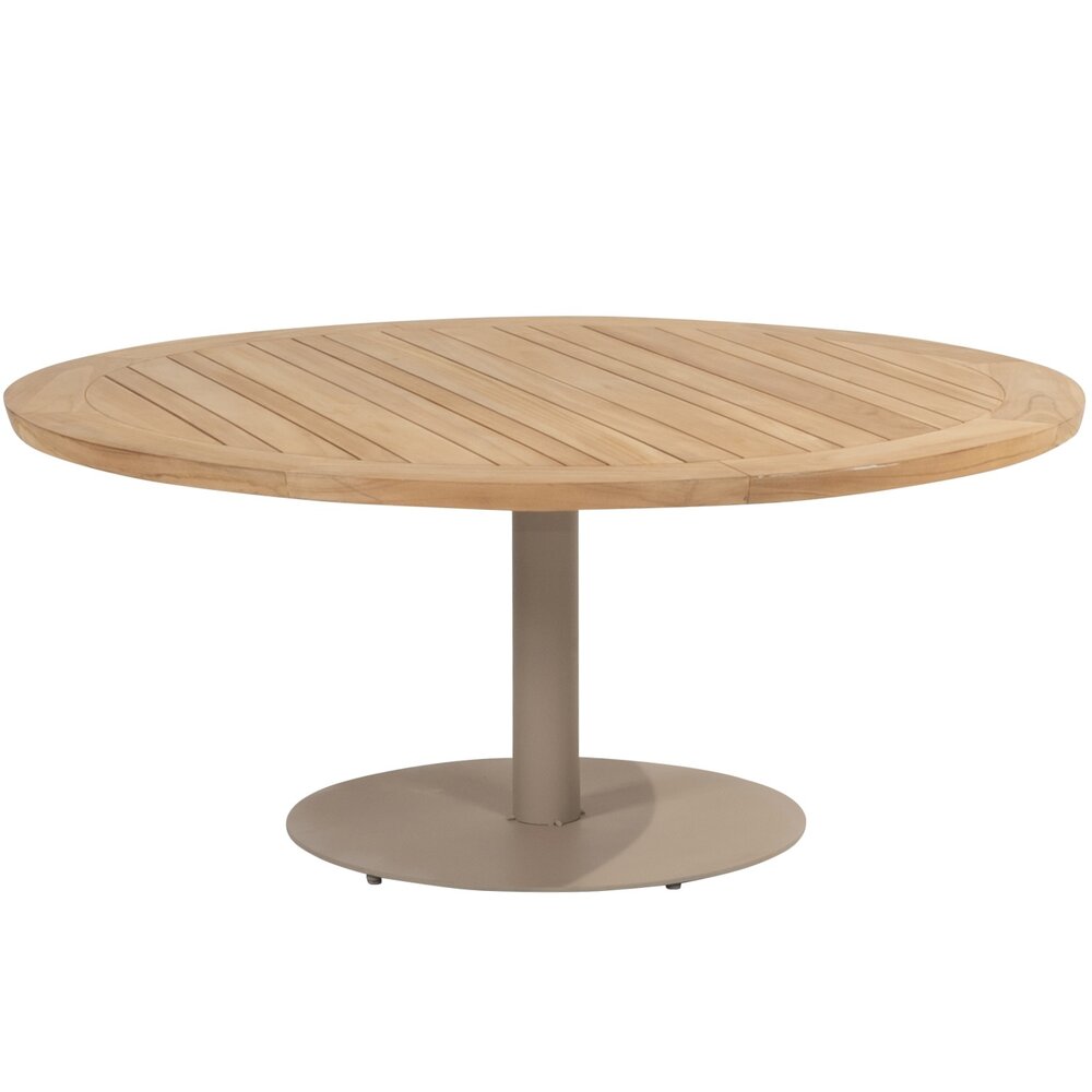 Taste 4SO Saba low dining teak tafel 160ØxH69 cm met latte onderstel Taste 4SO Taste 4SO Saba low dining teak tafel 160ØxH69 cm met latte onderstel Taste 4SO