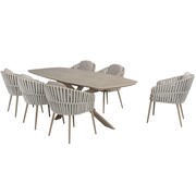 Taste 4SO Eva Prado dining tuinset 240x105xH75 cm 7 delig latte met keramisch deens ovaal blad Taste 4SO