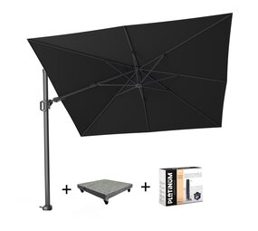 Platinum Challenger T2 zweefparasol 300x300 cm zwart met 90KG voet en hoes Platinum Challenger T2 zweefparasol 300x300 cm zwart met 90KG voet en hoes