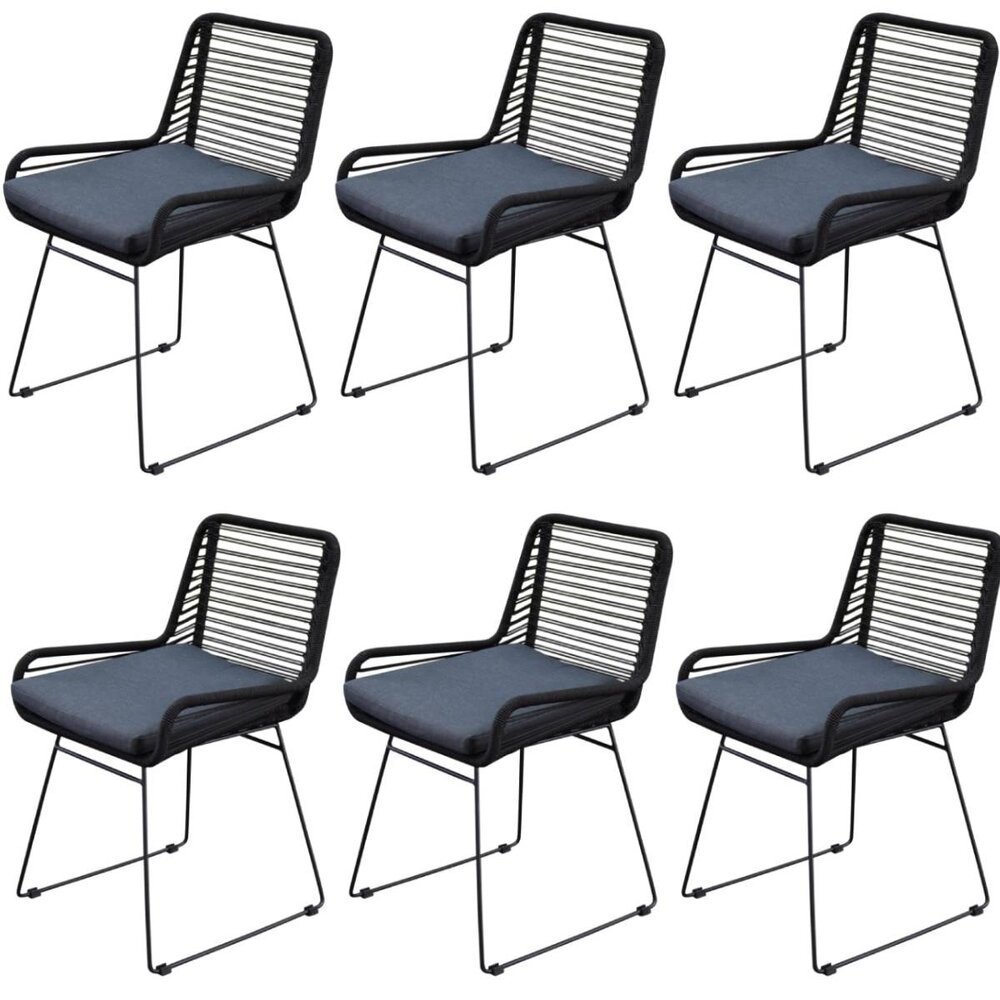 AVH-Collectie Zenia dining tuinstoel rope zwart set van 6 AVH-Collectie Zenia dining tuinstoel rope zwart set van 6