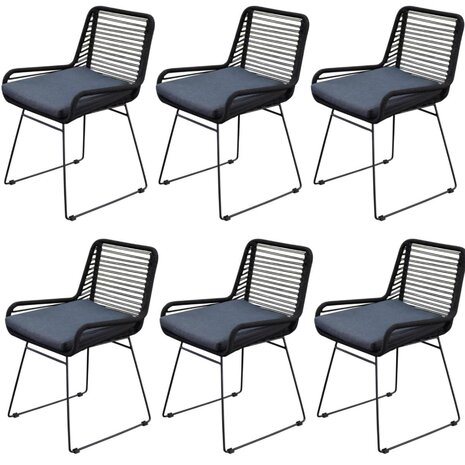 AVH-Collectie Zenia dining tuinstoel rope zwart set van 6 AVH-Collectie Zenia dining tuinstoel rope zwart set van 6