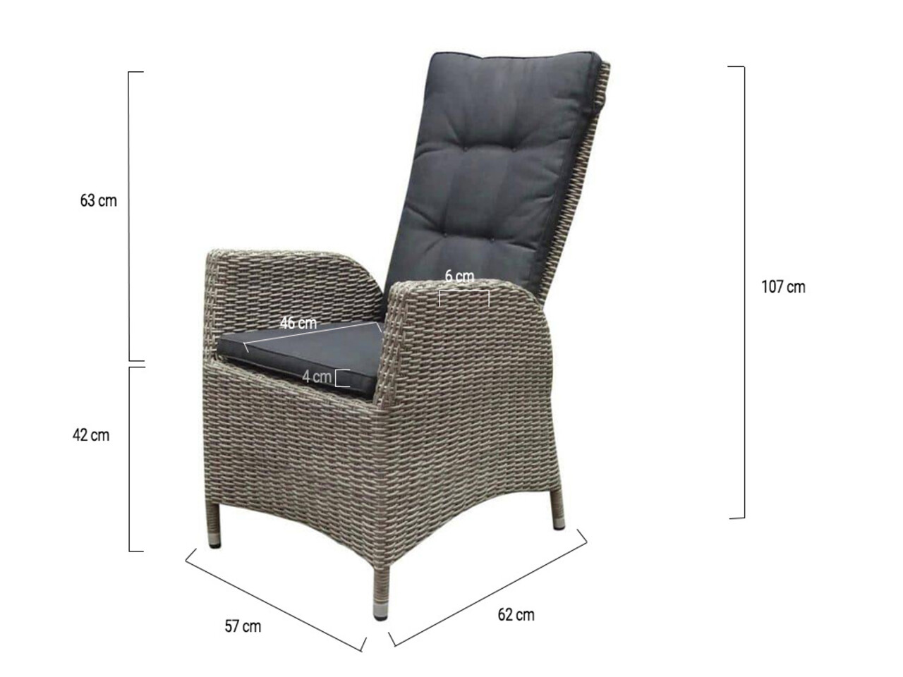 AVH-Collectie Menorca dining tuinstoel verstelbaar grijs wicker set van 4 AVH-Collectie Menorca dining tuinstoel verstelbaar grijs wicker set van 4