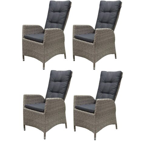AVH-Collectie Menorca dining tuinstoel verstelbaar grijs wicker set van 4 AVH-Collectie Menorca dining tuinstoel verstelbaar grijs wicker set van 4