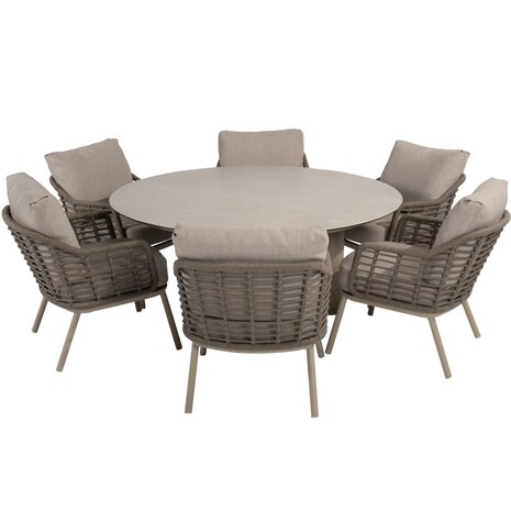 Taste 4SO Puglia Donato low dining tuinset 160xH69 cm 7 delig keramiek latte Taste 4SO Taste 4SO Puglia Donato low dining tuinset 160xH69 cm 7 delig keramiek latte Taste 4SO