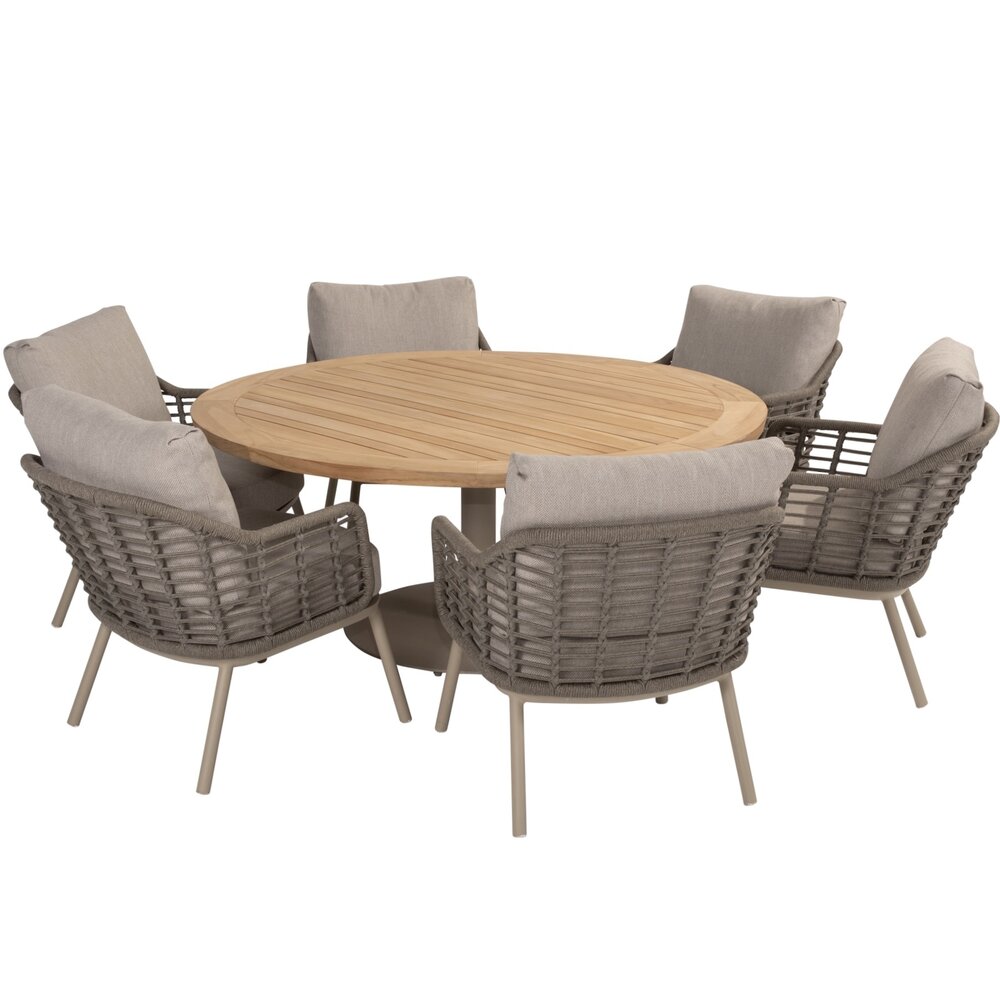 Taste 4SO Puglia Saba low dining tuinset 160ØxH69 cm 7 delig latte Taste 4SO