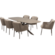 4 Seasons Outdoor Prado Bernini dining tuinset 240x105xH75 cm 7 delig keramiek barrel terre 4 Seasons Outdoor