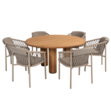 4 Seasons Outdoor Corsica Allora dining tuinset 160xH75 cm rond 7 delig teak latte 4 Seasons Outdoor 4 Seasons Outdoor Corsica Allora dining tuinset 160xH75 cm rond 7 delig teak latte 4 Seasons Outdoor