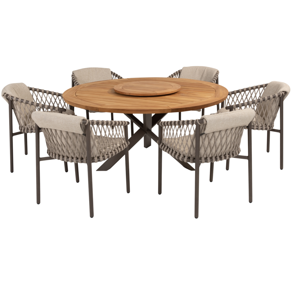 4 Seasons Outdoor Prado Allora dining tuinset 160 cm rond 7 delig latte terre 4 Seasons Outdoor
