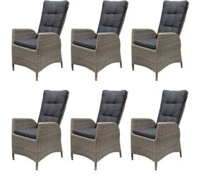 AVH-Collectie Menorca dining tuinstoel verstelbaar grijs wicker set van 6