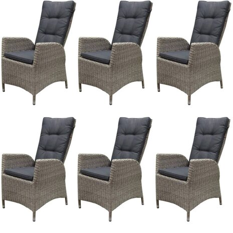 AVH-Collectie Menorca dining tuinstoel verstelbaar grijs wicker set van 6
