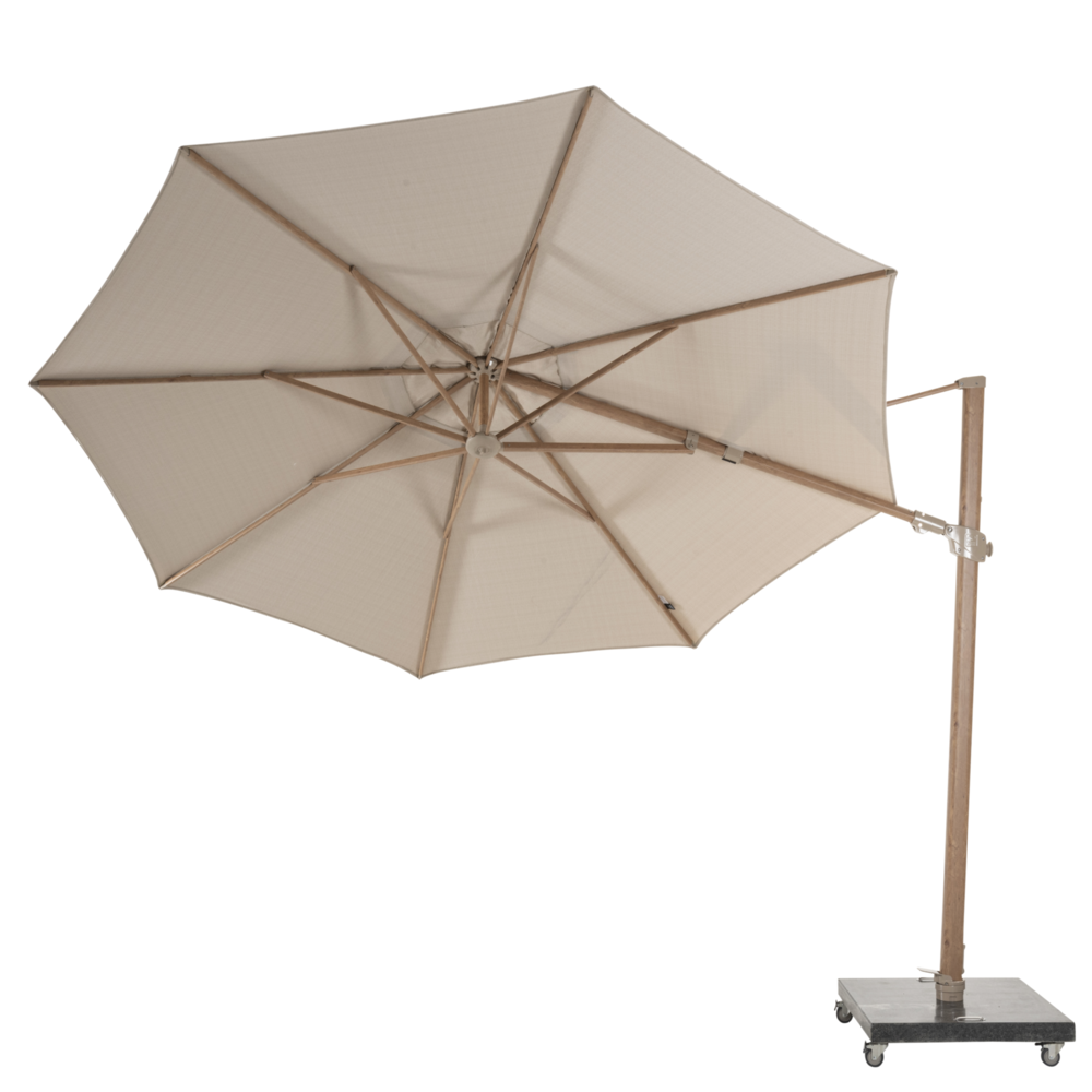 4 Seasons Outdoor Siesta premium zweefparasol 350 cmØ houtlook frame sand 4 Seasons Outdoor met 90 kg voet en hoes 4 Seasons Outdoor Siesta premium zweefparasol 350 cmØ houtlook frame sand 4 Seasons Outdoor met 90 kg voet en hoes