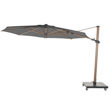 4 Seasons Outdoor Siesta premium zweefparasol 350 cmØ houtlook frame charcoal met 90KG voet en hoes 4 seasons outdoor 4 Seasons Outdoor Siesta premium zweefparasol 350 cmØ houtlook frame charcoal met 90KG voet en hoes 4 seasons outdoor