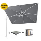 Platinum Challenger T2 premium zweefparasol 300x300 cm witte mast manhattan met 90KG voet en hoes Platinum Challenger T2 premium zweefparasol 300x300 cm witte mast manhattan met 90KG voet en hoes