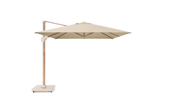 Platinum Challenger T1 premium parasol 400x300 cm teak champagne met 120 KG voet en hoes Platinum Challenger T1 premium parasol 400x300 cm teak champagne met 120 KG voet en hoes