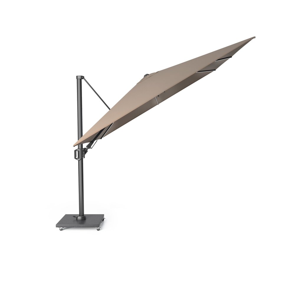 Platinum Challenger T2 glow premium parasol 300x300 cm antraciet havanna met 90KG voet en hoes Platinum Challenger T2 glow premium parasol 300x300 cm antraciet havanna met 90KG voet en hoes