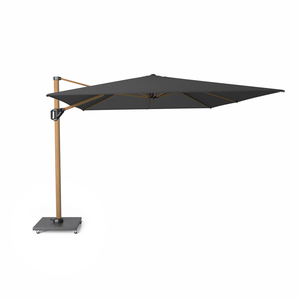 Platinum Challenger T1 premium zweefparasol 400x300 cm teak mast faded black Platinum Challenger T1 premium zweefparasol 400x300 cm teak mast faded black