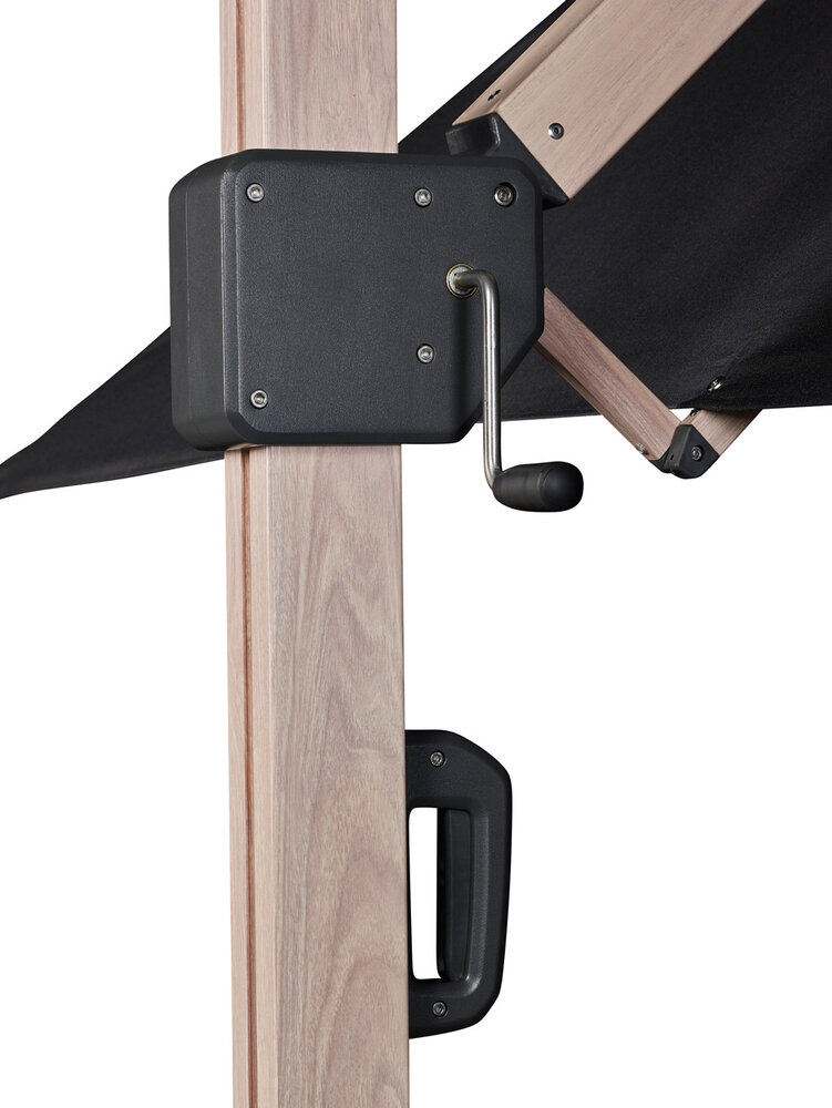 Platinum Icon premium zweefparasol 350x350 cm oak mast faded black met 150KG voet en hoes