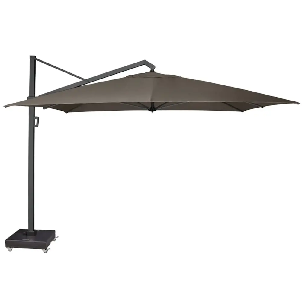Platinum Icon premium zweefparasol 400x300 cm havanna met 150 KG voet en hoes
