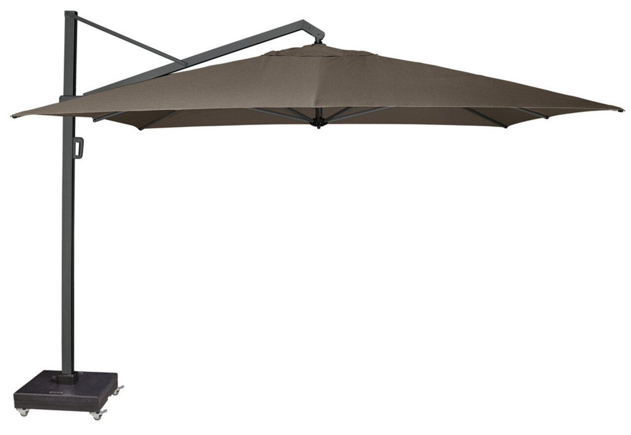 Platinum Icon premium zweefparasol 400x300 cm havanna met 150 KG voet en hoes