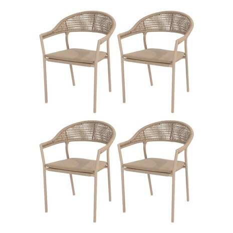 4 Seasons Outdoor Sienna stapelbare dining tuinstoel rope venao latte Taste 4SO set van 4 4 Seasons Outdoor Sienna stapelbare dining tuinstoel rope venao latte Taste 4SO set van 4