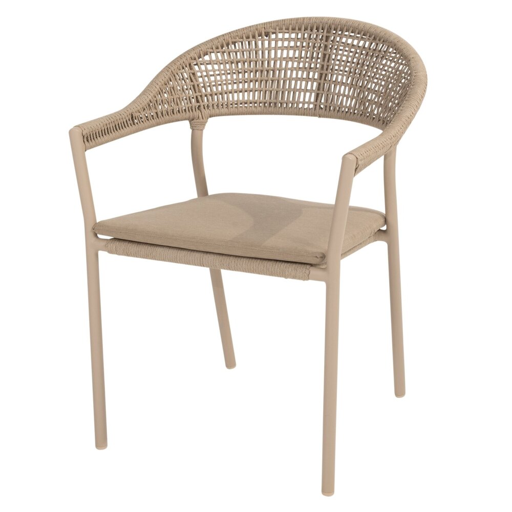 4 Seasons Outdoor Sienna stapelbare dining tuinstoel rope venao latte Taste 4SO set van 6