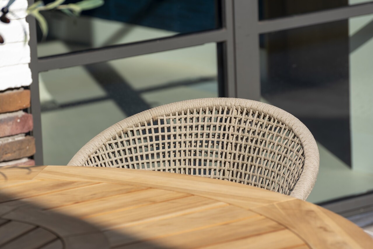 4 Seasons Outdoor Sienna stapelbare dining tuinstoel rope venao latte Taste 4SO set van 6