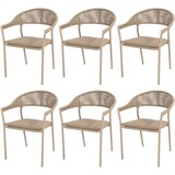4 Seasons Outdoor Sienna stapelbare dining tuinstoel rope venao latte Taste 4SO set van 6