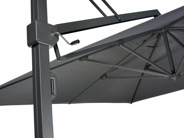 Platinum Icon premium zweefparasol 350x350 cm havanna met 150 KG voet en hoes
