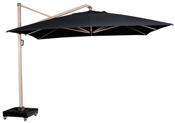 Platinum Icon premium zweefparasol 400x300 cm oak mast faded black met 150 KG voet en hoes