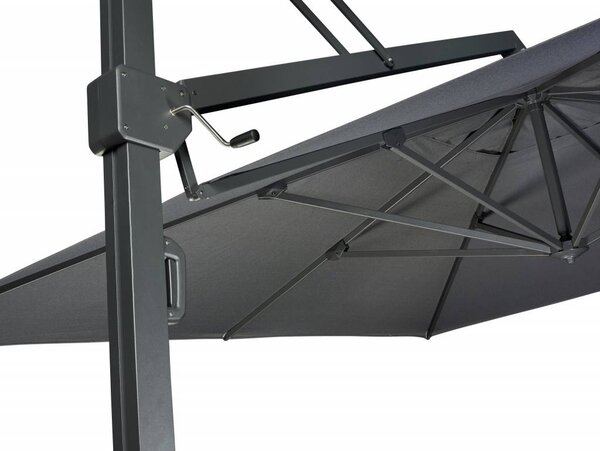 Platinum Icon premium zweefparasol 400x300 cm faded black met 150 KG voet en hoes
