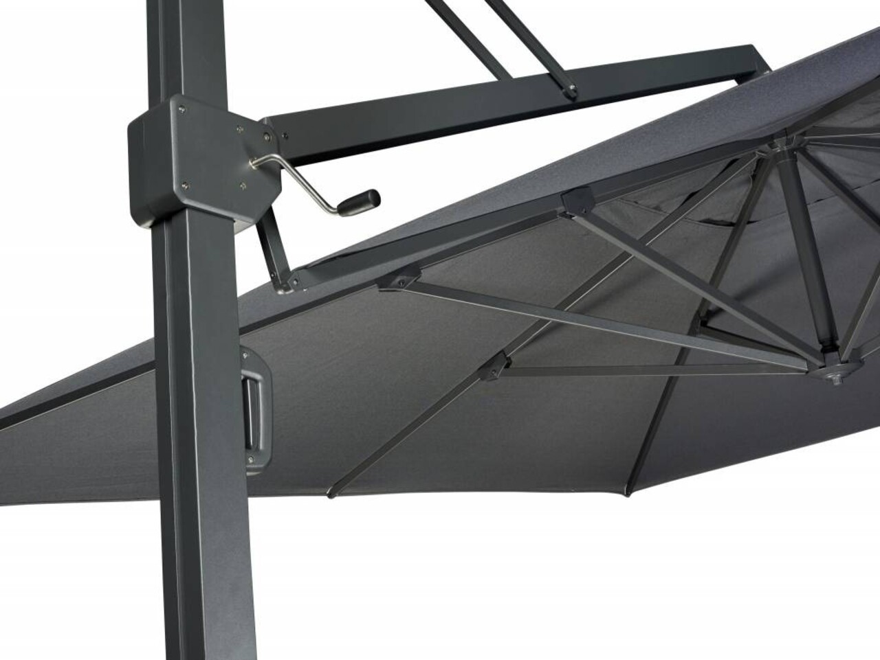 Platinum Icon premium zweefparasol 350x350 cm faded black met 150 KG voet en hoes