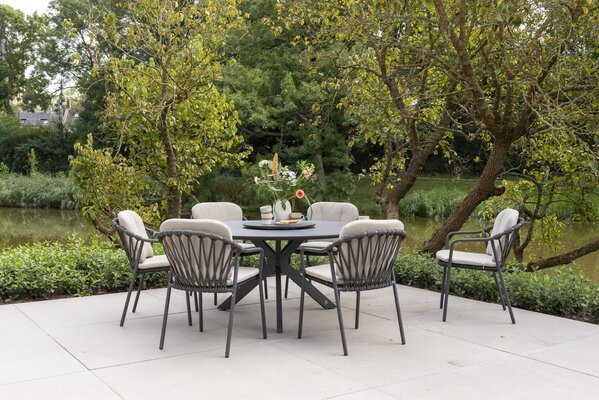WOLTU Set Van 4 Stapelbare Tuinstoelen Met Armleuningen - Donkergrijs Outdoor Stoelen Voor Terras En Balkon