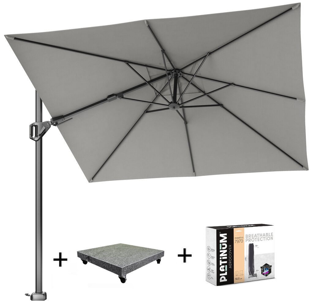 Platinum Voyager T2 zweefparasol 270x270 cm Manhattan met 90KG voet en hoes Platinum Voyager T2 zweefparasol 270x270 cm Manhattan met 90KG voet en hoes