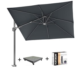 Platinum Voyager T2 zweefparasol 270x270 cm Faded black met 90KG voet en hoes Platinum Voyager T2 zweefparasol 270x270 cm Faded black met 90KG voet en hoes