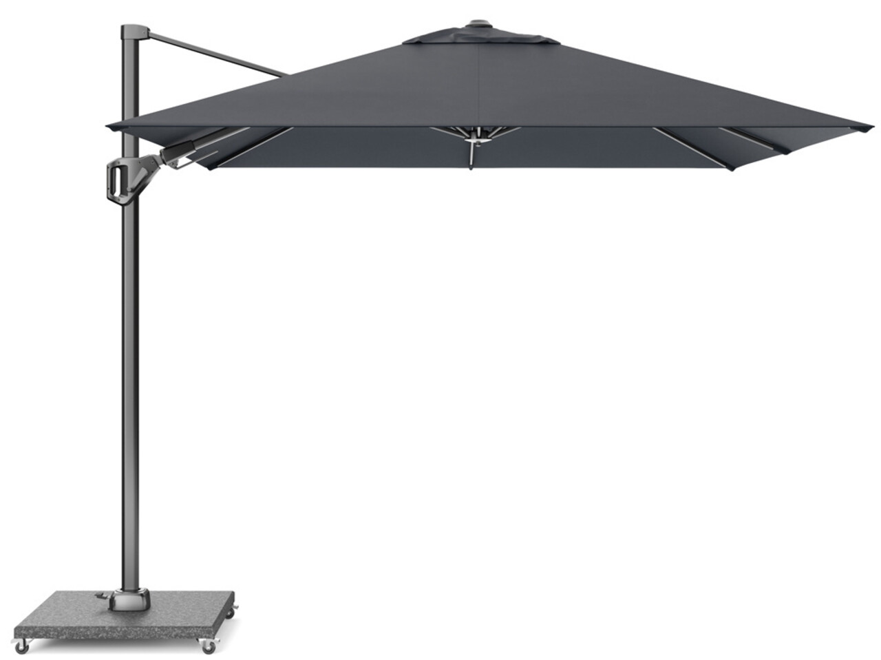 Platinum Voyager T2 zweefparasol 270x270 cm Faded black met 90KG voet en hoes Platinum Voyager T2 zweefparasol 270x270 cm Faded black met 90KG voet en hoes