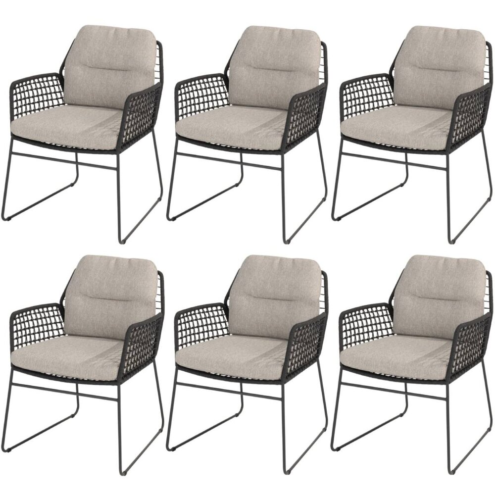 Taste 4SO Rhodos dining tuinstoel antraciet Taste 4SO set van 6 Taste 4SO Rhodos dining tuinstoel antraciet Taste 4SO set van 6