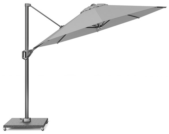 Platinum Voyager T1 zweefparasol 300 cm rond lichtgrijs met 75KG voet en hoes Platinum Voyager T1 zweefparasol 300 cm rond lichtgrijs met 75KG voet en hoes
