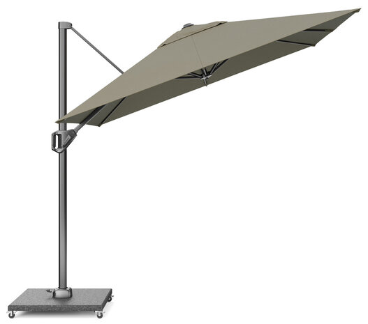 Platinum Voyager T1 zweefparasol 250x250 cm taupe met 75KG voet en hoes Platinum Voyager T1 zweefparasol 250x250 cm taupe met 75KG voet en hoes
