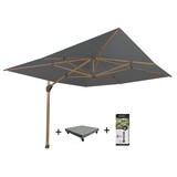 Taste 4SO Hacienda zweefparasol 300x400 cm houtlook frame charcoal 4 Seasons Outdoor met 120 KG voet en hoes