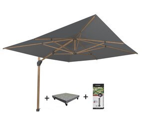 Taste 4SO Hacienda zweefparasol 300x400 cm houtlook frame charcoal 4 Seasons Outdoor met 120 KG voet en hoes Taste 4SO Hacienda zweefparasol 300x400 cm houtlook frame charcoal 4 Seasons Outdoor met 120 KG voet en hoes