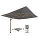 4 Seasons Outdoor Hacienda zweefparasol 300x400 cm houtlook frame charcoal 4 Seasons Outdoor met 125 KG voet en hoes