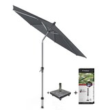 Platinum Riva parasol 250 cm rond antraciet met kniksysteem met 40 KG voet en hoes Platinum Riva parasol 250 cm rond antraciet met kniksysteem met 40 KG voet en hoes